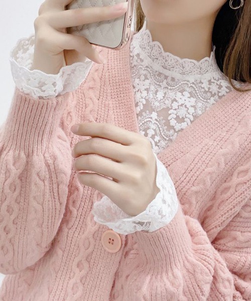 mielu(ミエル)の「レースフリルトップス(Tシャツ/カットソー・レディース・ベージュ/ホワイト・FREE)」の5枚目の写真