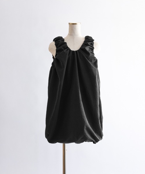EN NEUME(エンノイム)の「Twill Balloon Gather Mini Dress(ワンピース・レディース・ブラック/ライトベージュ/ブラウン・FREE)」の2枚目の写真