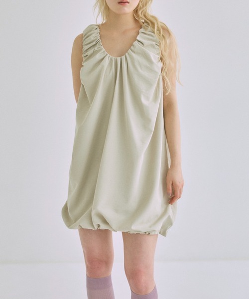 EN NEUME(エンノイム)の「Twill Balloon Gather Mini Dress(ワンピース・レディース・ブラック/ライトベージュ/ブラウン・FREE)」の8枚目の写真