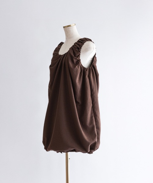 EN NEUME(エンノイム)の「Twill Balloon Gather Mini Dress(ワンピース・レディース・ブラック/ライトベージュ/ブラウン・FREE)」の15枚目の写真