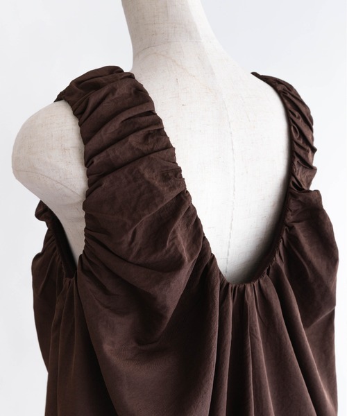 EN NEUME(エンノイム)の「Twill Balloon Gather Mini Dress(ワンピース・レディース・ブラック/ライトベージュ/ブラウン・FREE)」の20枚目の写真