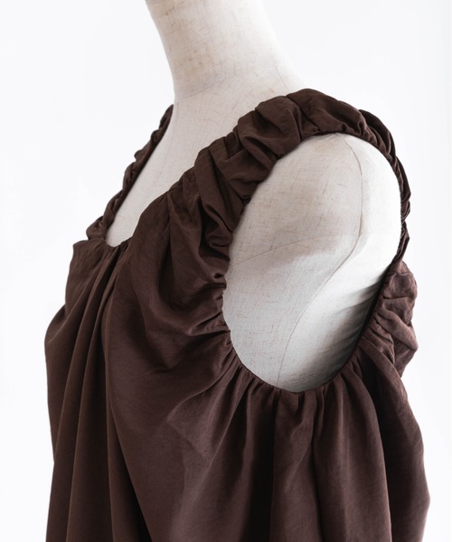 EN NEUME(エンノイム)の「Twill Balloon Gather Mini Dress(ワンピース・レディース・ブラック/ライトベージュ/ブラウン・FREE)」の19枚目の写真