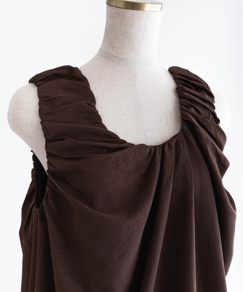 EN NEUME(エンノイム)の「Twill Balloon Gather Mini Dress(ワンピース・レディース・ブラック/ライトベージュ/ブラウン・FREE)」の18枚目の写真