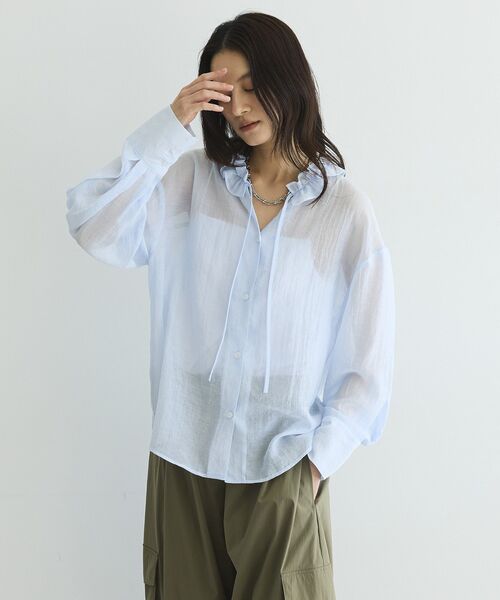 GARAGE OF GOOD CLOTHING（ガレージオブグッドクロージング）の「フリルカラーブラウス（シャツ/ブラウス・レディース・ブラック/サックスブルー/オフホワイト・FREE）」の15枚目の写真