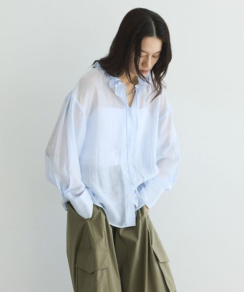 GARAGE OF GOOD CLOTHING（ガレージオブグッドクロージング）の「フリルカラーブラウス（シャツ/ブラウス・レディース・ブラック/サックスブルー/オフホワイト・FREE）」の16枚目の写真