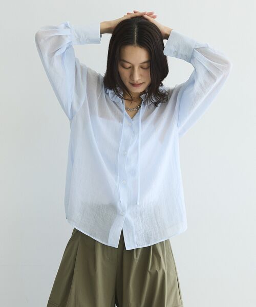 GARAGE OF GOOD CLOTHING（ガレージオブグッドクロージング）の「フリルカラーブラウス（シャツ/ブラウス・レディース・ブラック/サックスブルー/オフホワイト・FREE）」の17枚目の写真