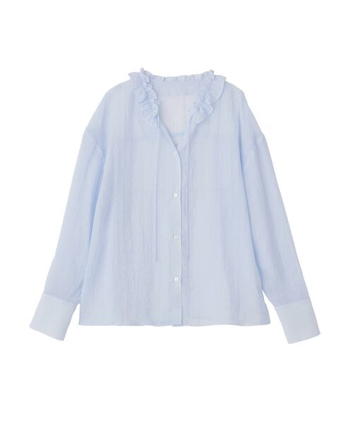GARAGE OF GOOD CLOTHING（ガレージオブグッドクロージング）の「フリルカラーブラウス（シャツ/ブラウス・レディース・ブラック/サックスブルー/オフホワイト・FREE）」の5枚目の写真