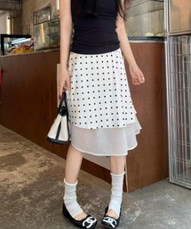シースルー レイヤード ドットスカート