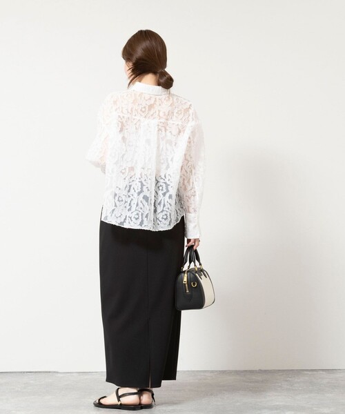 NOLLEY’S Sophi（ノーリーズソフィ）の「ウォッシャブルワッシャーオーガンジーカットジャガードショートシャツ（シャツ/ブラウス・レディース・ホワイト/ミント・38）」の14枚目の写真