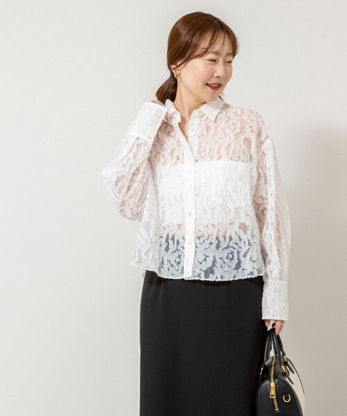 NOLLEY’S Sophi（ノーリーズソフィ）の「ウォッシャブルワッシャーオーガンジーカットジャガードショートシャツ（シャツ/ブラウス・レディース・ホワイト/ミント・38）」の16枚目の写真