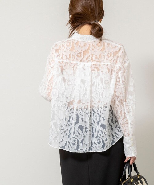 NOLLEY’S Sophi（ノーリーズソフィ）の「ウォッシャブルワッシャーオーガンジーカットジャガードショートシャツ（シャツ/ブラウス・レディース・ホワイト/ミント・38）」の18枚目の写真
