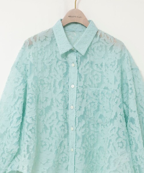 NOLLEY’S Sophi（ノーリーズソフィ）の「ウォッシャブルワッシャーオーガンジーカットジャガードショートシャツ（シャツ/ブラウス・レディース・ホワイト/ミント・38）」の21枚目の写真
