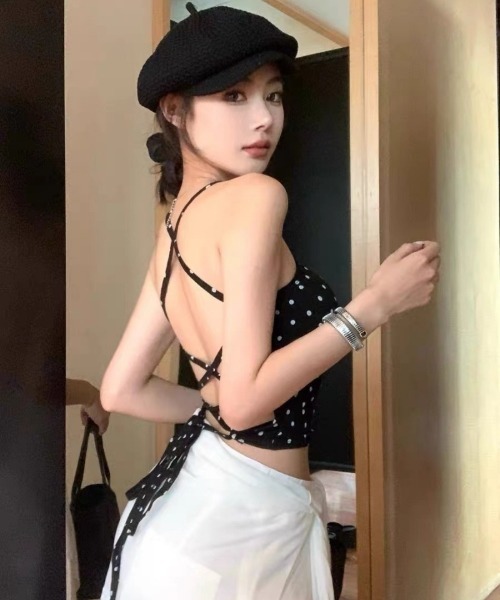 Ritzy(リッツィー)の「バッククロス・ドットキャミソール(キャミソール・レディース・グレー/レッド/ホワイト/ブラック・FREE)」の6枚目の写真