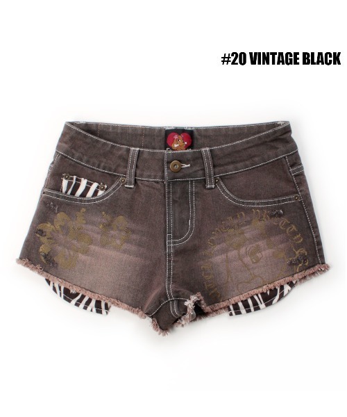 L.H.P（エルエイチピー）の「GALFY/ガルフィー/ぎゃるちゃんデニムショーパン（デニムパンツ・レディース・ブラック/ライトブルー・M/S）」の2枚目の写真