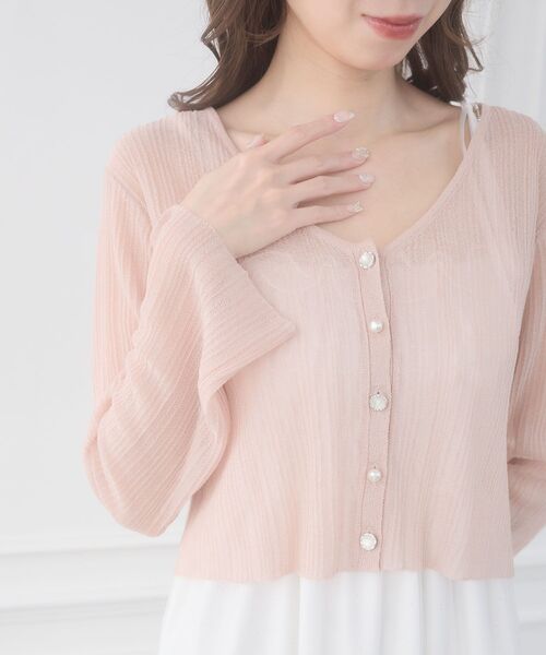 MAJESTIC LEGON（マジェスティックレゴン）の「ビジューボタンシアーカーディガン（ニット/セーター・レディース・アイボリー/ブルー/オフホワイト/ピンク/ネイビー・MEDIUM）」の17枚目の写真
