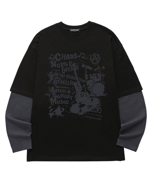VANNWORKS(バンワークス)の「レイヤード CHOAS MUSIC ロングスリーブ (VVLL0222) ブラック/チャコール(Tシャツ/カットソー・レディース・その他・SMALL/MEDIUM/LARGE/X-LARGE)」の5枚目の写真