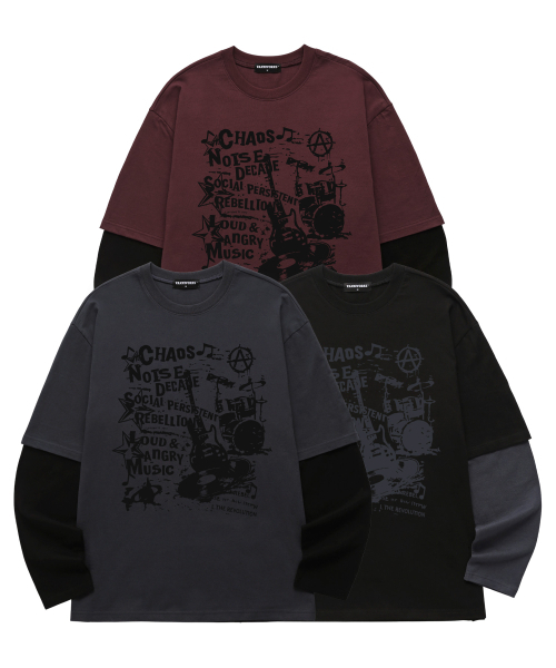 VANNWORKS(バンワークス)の「レイヤード CHOAS MUSIC ロングスリーブ (VVLL0222) ブラック/チャコール(Tシャツ/カットソー・レディース・その他・SMALL/MEDIUM/LARGE/X-LARGE)」の4枚目の写真