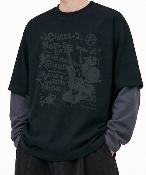VANNWORKS(バンワークス)の「レイヤード CHOAS MUSIC ロングスリーブ (VVLL0222) ブラック/チャコール(Tシャツ/カットソー・レディース・その他・SMALL/MEDIUM/LARGE/X-LARGE)」の3枚目の写真