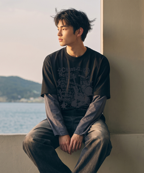 VANNWORKS(バンワークス)の「レイヤード CHOAS MUSIC ロングスリーブ (VVLL0222) ブラック/チャコール(Tシャツ/カットソー・レディース・その他・SMALL/MEDIUM/LARGE/X-LARGE)」の2枚目の写真
