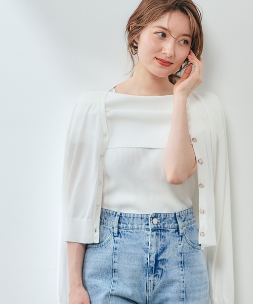 12Twelve Agenda(トゥエルブ アジェンダ)の「UVカットVネックカーディガン(カーディガン/ボレロ・レディース・ミント/ネイビー/オフホワイト/チャコールグレー・M)」の14枚目の写真