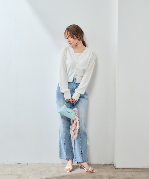 12Twelve Agenda(トゥエルブ アジェンダ)の「UVカットVネックカーディガン(カーディガン/ボレロ・レディース・ミント/ネイビー/オフホワイト/チャコールグレー・M)」の12枚目の写真