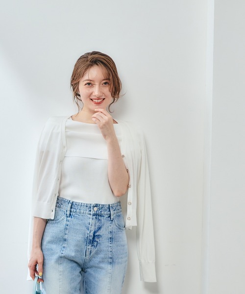 12Twelve Agenda(トゥエルブ アジェンダ)の「UVカットVネックカーディガン(カーディガン/ボレロ・レディース・ミント/ネイビー/オフホワイト/チャコールグレー・M)」の19枚目の写真