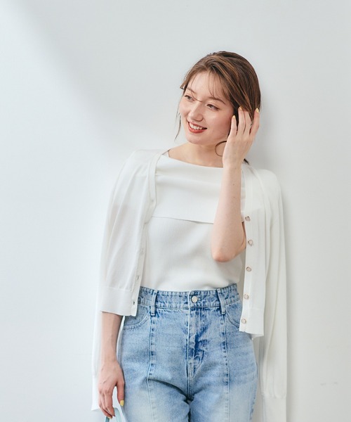 12Twelve Agenda(トゥエルブ アジェンダ)の「UVカットVネックカーディガン(カーディガン/ボレロ・レディース・ミント/ネイビー/オフホワイト/チャコールグレー・M)」の16枚目の写真