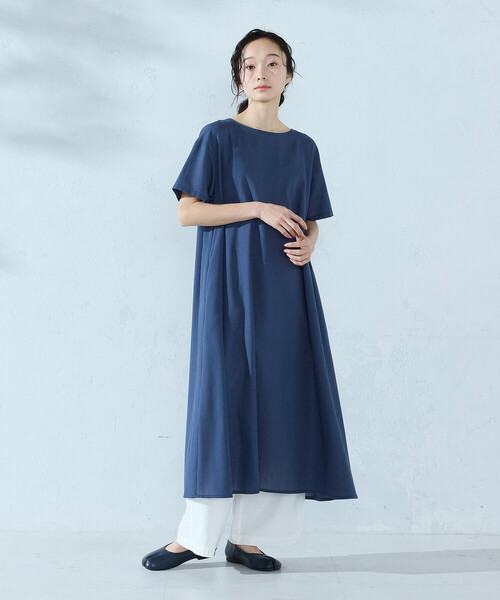 ONIGIRI(オニギリ)の「半袖 アッパッパ(ワンピース・レディース・オレンジ/ネイビー/ベージュ/カーキ・LARGE/MEDIUM)」の1枚目の写真