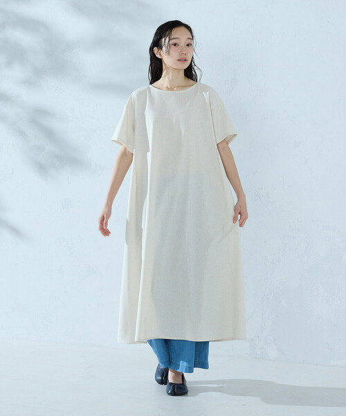ONIGIRI(オニギリ)の「半袖 アッパッパ(ワンピース・レディース・オレンジ/ネイビー/ベージュ/カーキ・LARGE/MEDIUM)」の10枚目の写真