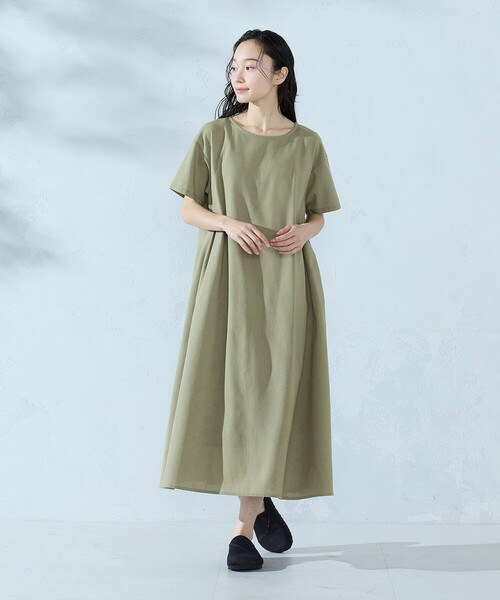 ONIGIRI(オニギリ)の「半袖 アッパッパ(ワンピース・レディース・オレンジ/ネイビー/ベージュ/カーキ・LARGE/MEDIUM)」の11枚目の写真