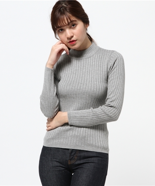 MOUSSY(マウジー)の「Cotton/Rayon Rib tops(ニット/セーター・レディース・ライトイエロー/オフホワイト/ライトグレー/ライトブルー・FREE)」の7枚目の写真