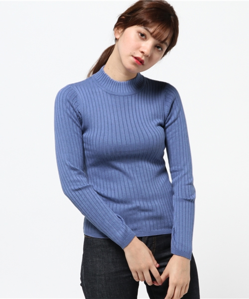 MOUSSY(マウジー)の「Cotton/Rayon Rib tops(ニット/セーター・レディース・ライトイエロー/オフホワイト/ライトグレー/ライトブルー・FREE)」の6枚目の写真