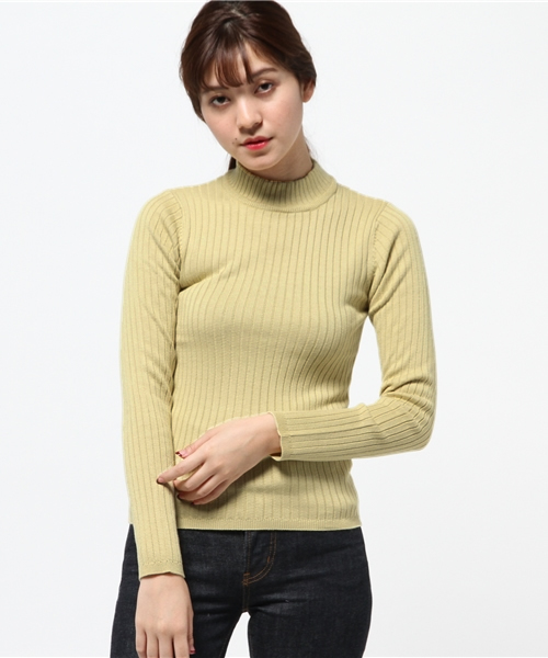 MOUSSY(マウジー)の「Cotton/Rayon Rib tops(ニット/セーター・レディース・ライトイエロー/オフホワイト/ライトグレー/ライトブルー・FREE)」の5枚目の写真
