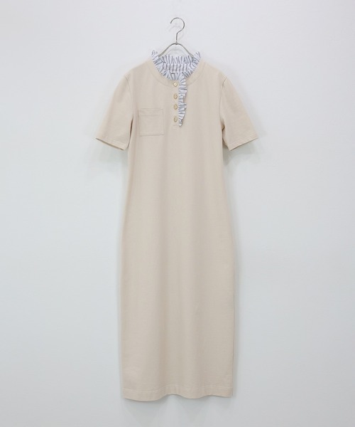 J by blue(ジェイバイブルー)の「フリルシャツドッキングワンピース(ワンピース・レディース・チャコールグレー/アイボリー/ブラック・MEDIUM)」の18枚目の写真