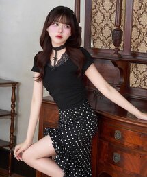 OLIVE des OLIVE | 【Belle Charme】Lace Choker Lingerie Tee(Tシャツ/カットソー)