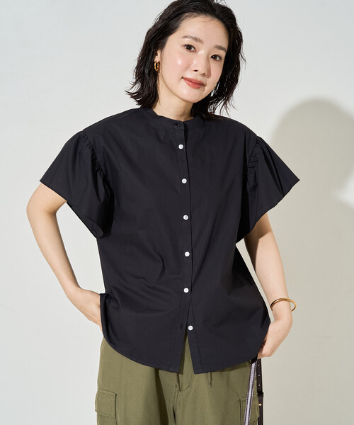 週末お値下げ✩ダイアグラム✩フリルトップス美品36 限定展開 フリル 袖 ブロード ノーカラー シャツ（シャツ/ブラウス