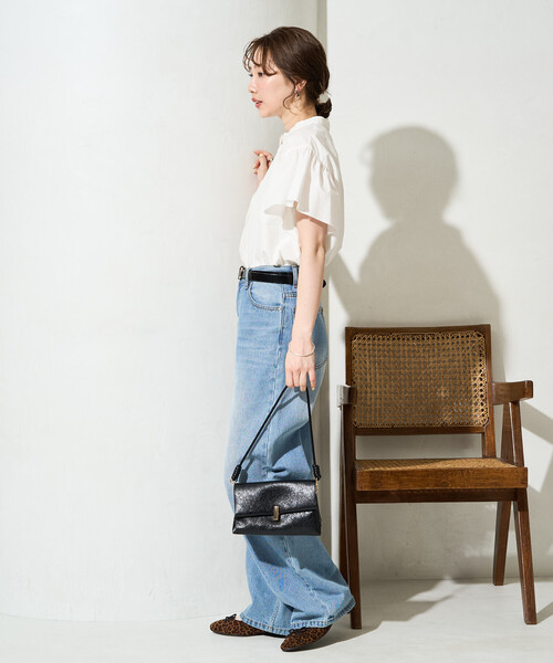 週末お値下げ✩ダイアグラム✩フリルトップス美品36 限定展開 フリル 袖 ブロード ノーカラー シャツ（シャツ/ブラウス