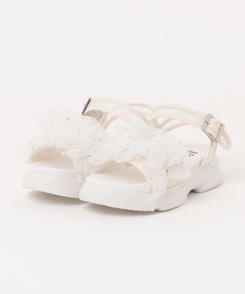 algy(アルジー)の「《ALGY》ALGYシアーリボンサンダル(サンダル・キッズ・ホワイト/ブラック・21.0cm/22.0cm/23.0cm/24.0cm/20.0cm)」の1枚目の写真