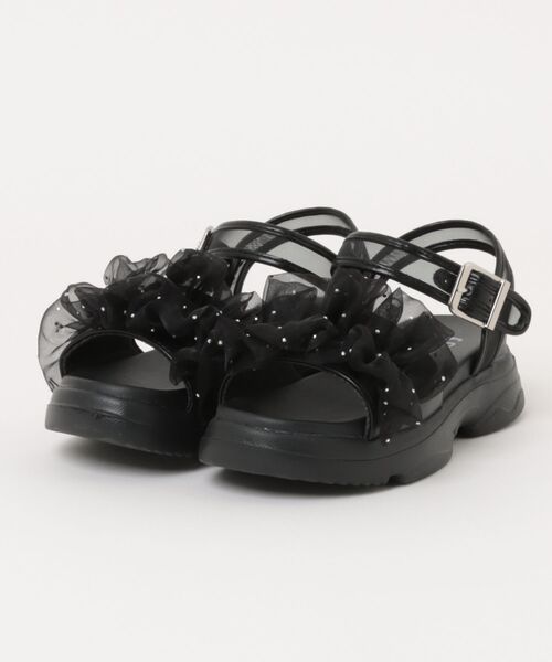 algy(アルジー)の「《ALGY》ALGYシアーリボンサンダル(サンダル・キッズ・ホワイト/ブラック・21.0cm/22.0cm/23.0cm/24.0cm/20.0cm)」の2枚目の写真