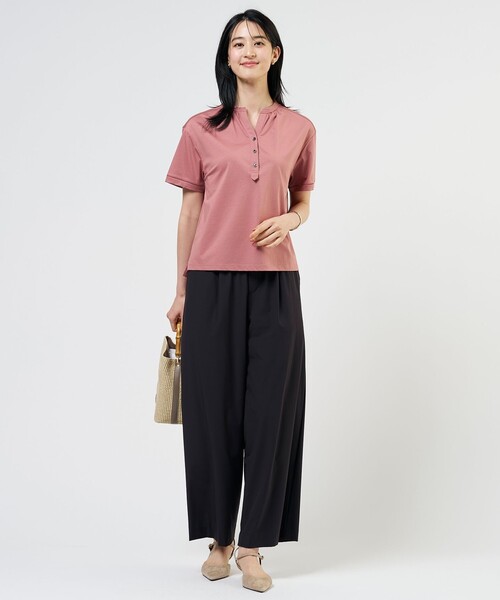 J.PRESS Ladies(J.プレス レディス)の「プレーティングジャージー バンドカラー カットソー(Tシャツ/カットソー・レディース・ネイビー系/ローズ系/グレー系/ライトグレー系・SMALL)」の8枚目の写真