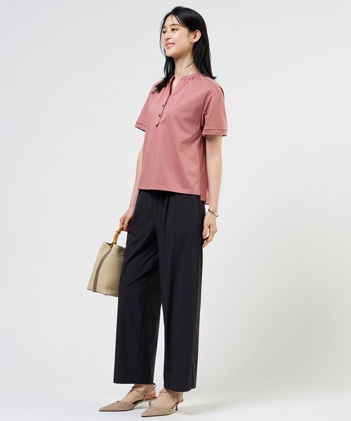 J.PRESS Ladies(J.プレス レディス)の「プレーティングジャージー バンドカラー カットソー(Tシャツ/カットソー・レディース・ネイビー系/ローズ系/グレー系/ライトグレー系・SMALL)」の9枚目の写真