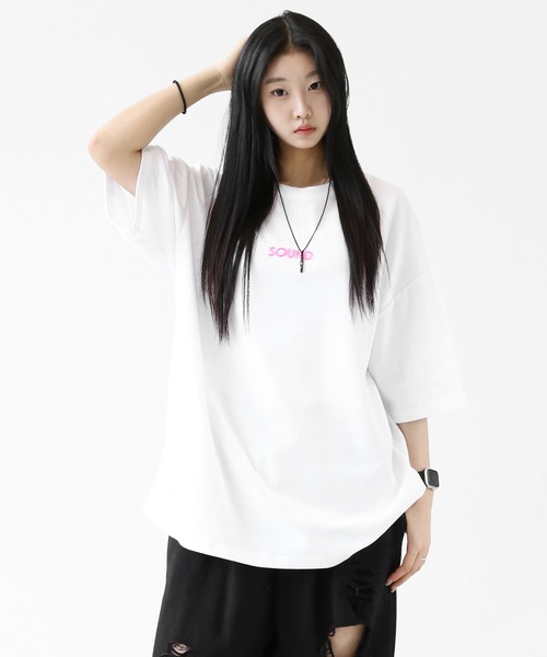 minsobi（ミンソビ）の「サウンドウェーブ グラフィック ビッグシルエット 半袖Tシャツ ユニセックス（Tシャツ/カットソー・メンズ・ブラック/ホワイト/グレー・FREE）」の22枚目の写真