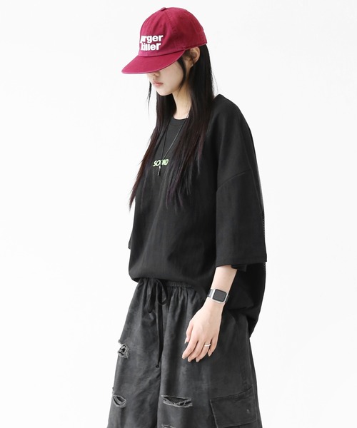 minsobi（ミンソビ）の「サウンドウェーブ グラフィック ビッグシルエット 半袖Tシャツ ユニセックス（Tシャツ/カットソー・メンズ・ブラック/ホワイト/グレー・FREE）」の17枚目の写真