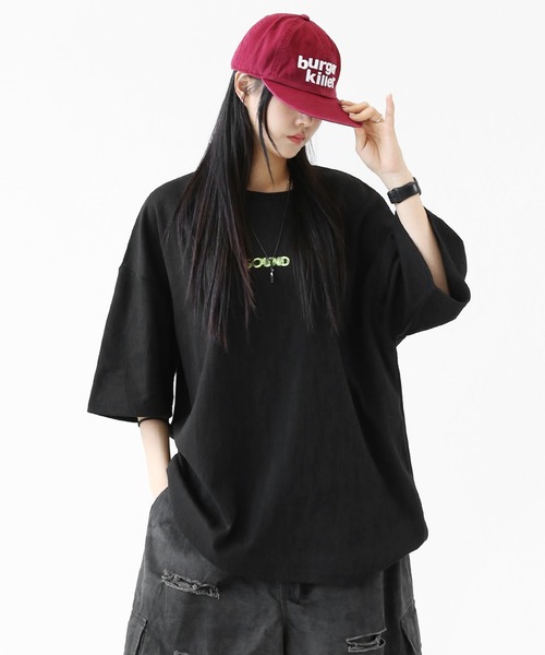 minsobi（ミンソビ）の「サウンドウェーブ グラフィック ビッグシルエット 半袖Tシャツ ユニセックス（Tシャツ/カットソー・メンズ・ブラック/ホワイト/グレー・FREE）」の18枚目の写真
