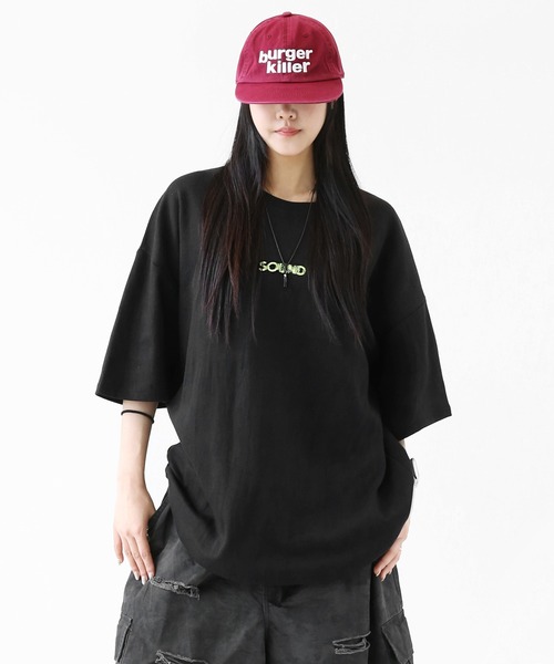 minsobi（ミンソビ）の「サウンドウェーブ グラフィック ビッグシルエット 半袖Tシャツ ユニセックス（Tシャツ/カットソー・メンズ・ブラック/ホワイト/グレー・FREE）」の20枚目の写真