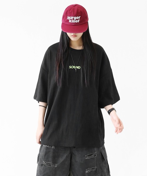 minsobi（ミンソビ）の「サウンドウェーブ グラフィック ビッグシルエット 半袖Tシャツ ユニセックス（Tシャツ/カットソー・メンズ・ブラック/ホワイト/グレー・FREE）」の21枚目の写真