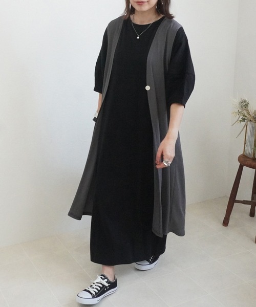 SELECT LEVERY(セレクトリベリー)の「バックデザインロングジレ(ベスト・レディース・チャコール・FREE)」の4枚目の写真