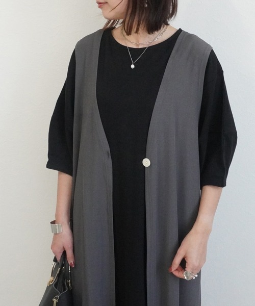 SELECT LEVERY(セレクトリベリー)の「バックデザインロングジレ(ベスト・レディース・チャコール・FREE)」の5枚目の写真