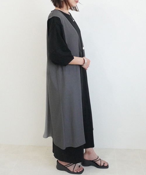 SELECT LEVERY(セレクトリベリー)の「バックデザインロングジレ(ベスト・レディース・チャコール・FREE)」の7枚目の写真
