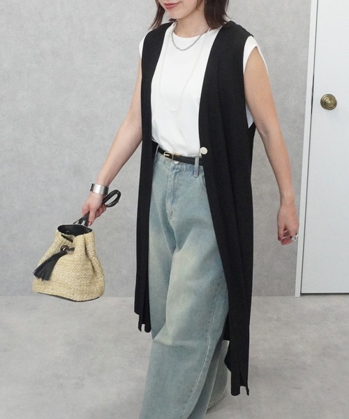 SELECT LEVERY(セレクトリベリー)の「バックデザインロングジレ(ベスト・レディース・チャコール・FREE)」の12枚目の写真